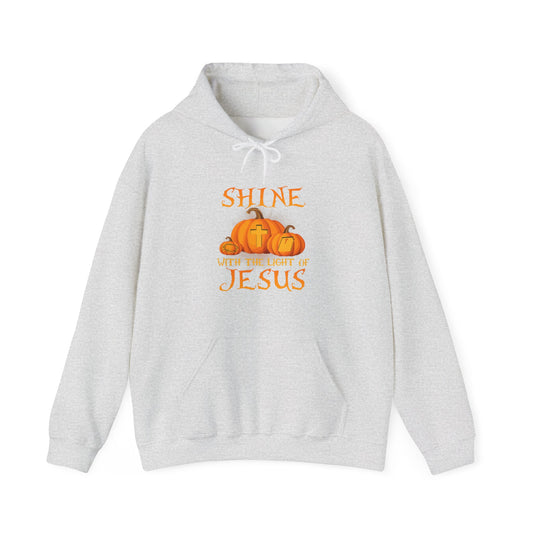 Shine in Jesus Pumpkin Sweatshirt | Fall Apparel, Christian Gift, Unisex Hoodie, Autumn Fashion, Thanksgiving Sweatshirt