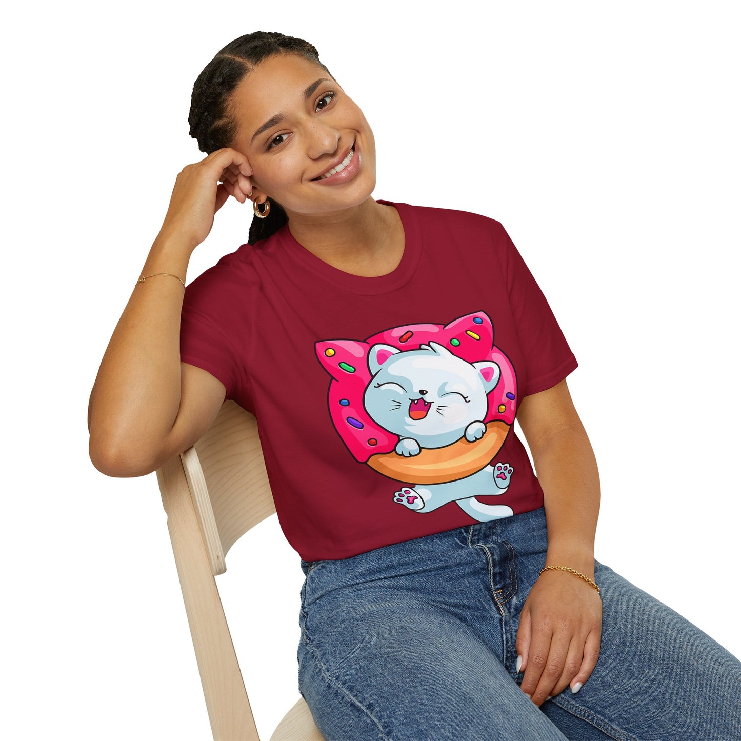 Cute Cat with Donut Unisex T-Shirt, Adorable Pet Lover Gift, Fun Summer Wear, Trendy Graphic Tee, Perfect for Birthdays, Casual Days, [...]