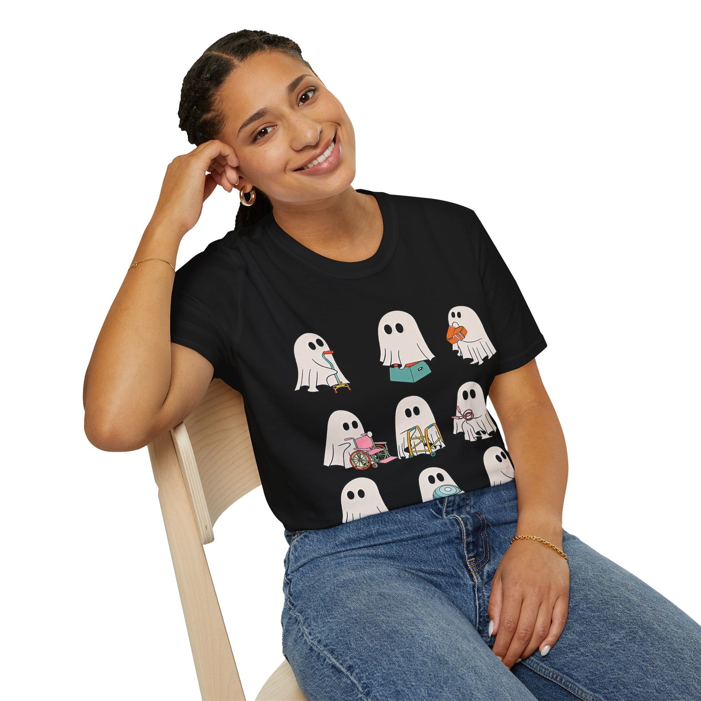 Cute Ghost Activities Unisex Softstyle T-Shirt, Halloween Shirt, Holiday Tee, Ghost Lover Gift, Casual Wear, Spooky Style
