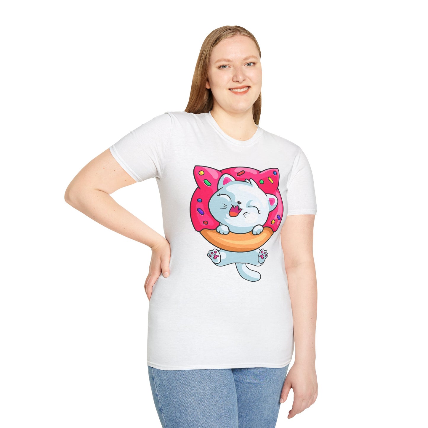Cute Cat with Donut Unisex T-Shirt, Adorable Pet Lover Gift, Fun Summer Wear, Trendy Graphic Tee, Perfect for Birthdays, Casual Days, [...]
