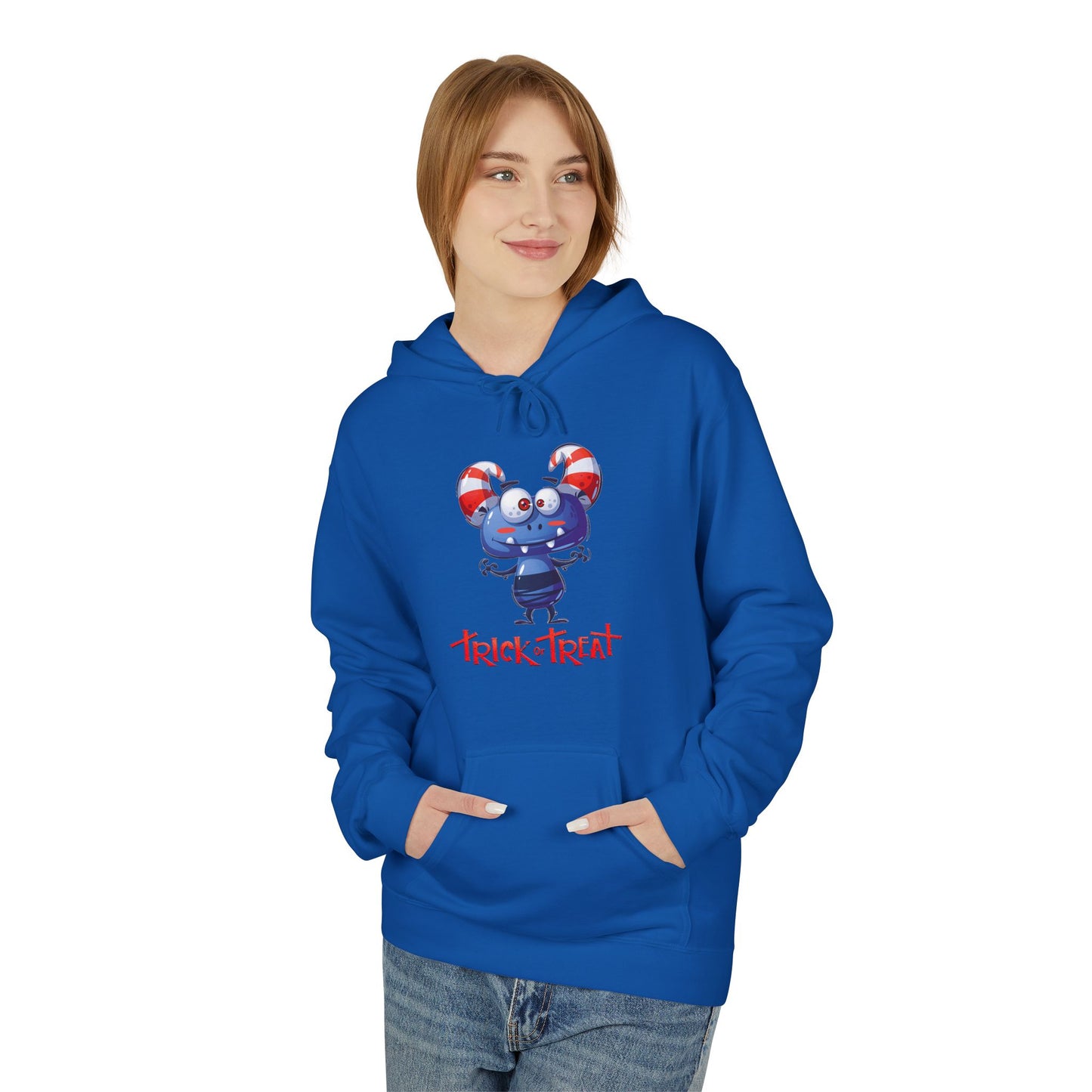 Halloween Trick or Treat Fleece Hoodie, Cozy Fall Sweatshirt, Perfect for Kids & Adults, Seasonal Wear, Halloween Costume Addition, [...]