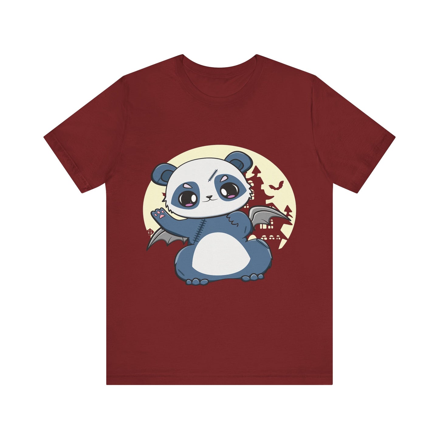 Cute Panda Halloween Tee, Unisex Short Sleeve Shirt, Fun Graphic T-Shirt, Spooky Cute Apparel, Animal Lover Gift
