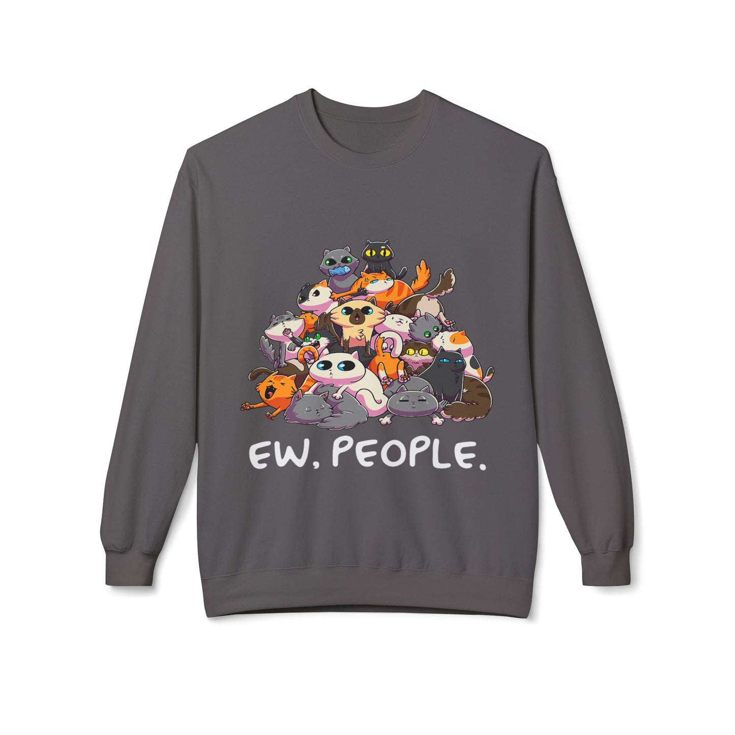 Cute Cat Lover Crewneck Sweatshirt - 'Ew. People.' Funny Gift for Cat Owners, Animal Lovers, Cozy Fashion, Unique Birthday Present
