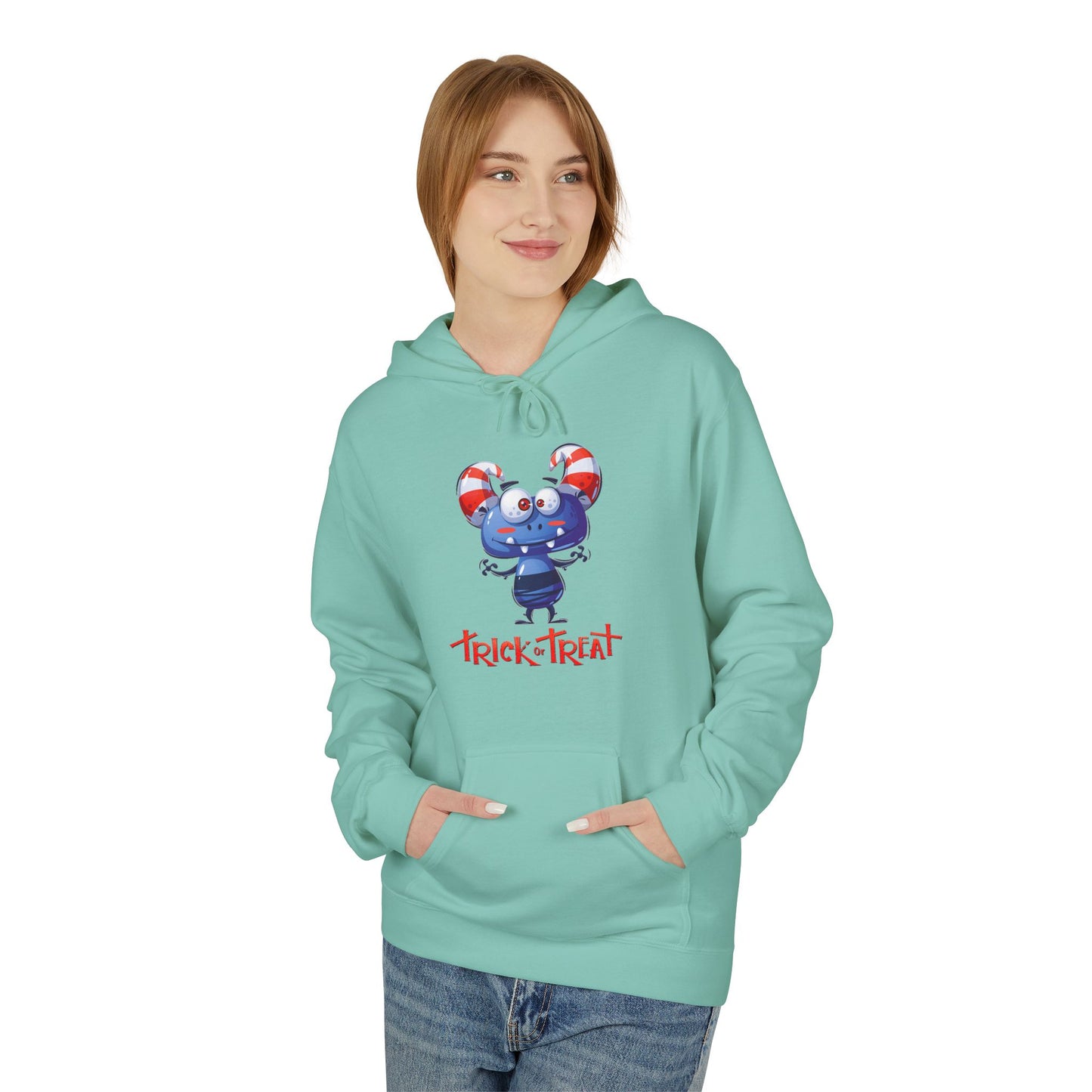 Halloween Trick or Treat Fleece Hoodie, Cozy Fall Sweatshirt, Perfect for Kids & Adults, Seasonal Wear, Halloween Costume Addition, [...]