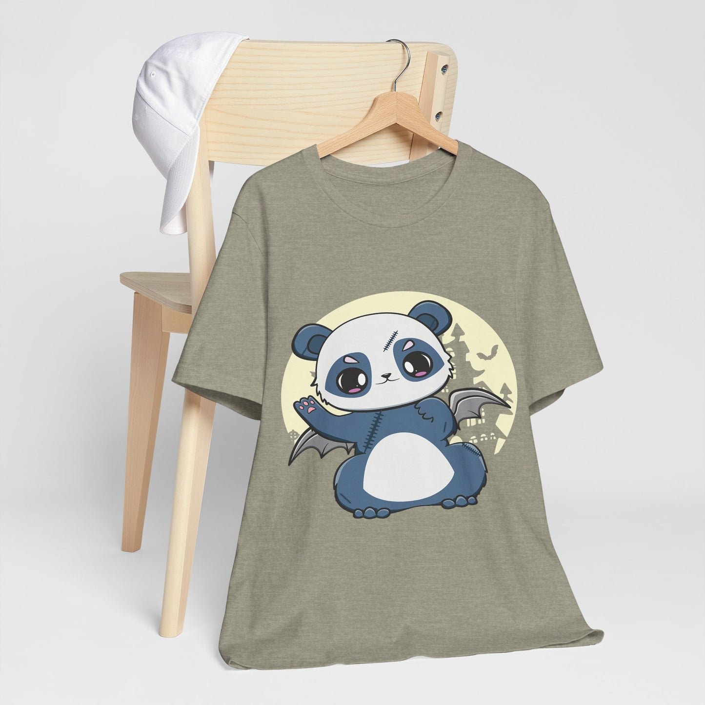 Cute Panda Halloween Tee, Unisex Short Sleeve Shirt, Fun Graphic T-Shirt, Spooky Cute Apparel, Animal Lover Gift
