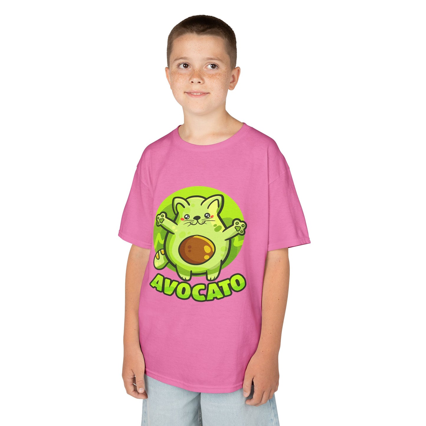 Cute Avocado Cat Kids Tee, Fun T-Shirt for Kids, Avocado Lover Gift, Playful Graphic Shirt, Birthday Party Outfit