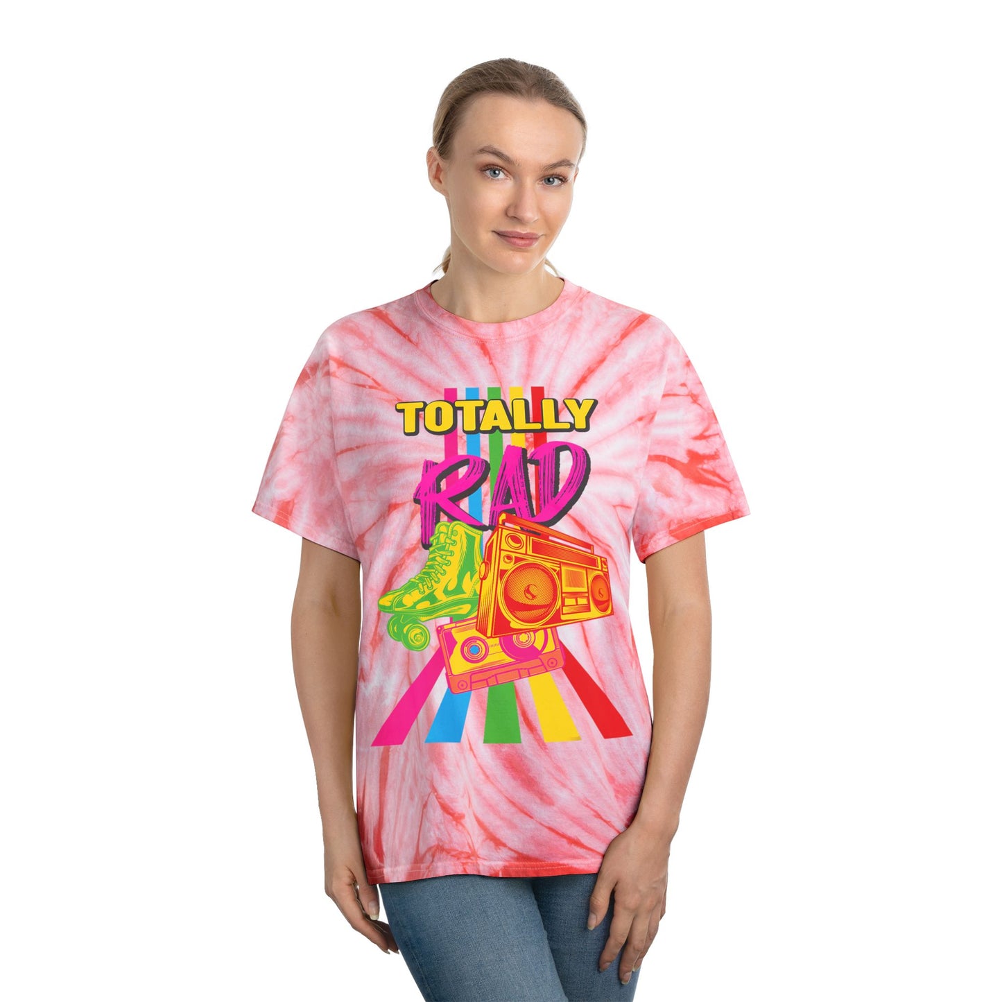 Totally Rad Tie-Dye Tee | Retro 80s Vibe Shirt | Perfect for Summer Festivals, Casual Outfits, Skate Culture, Unique Gift Idea