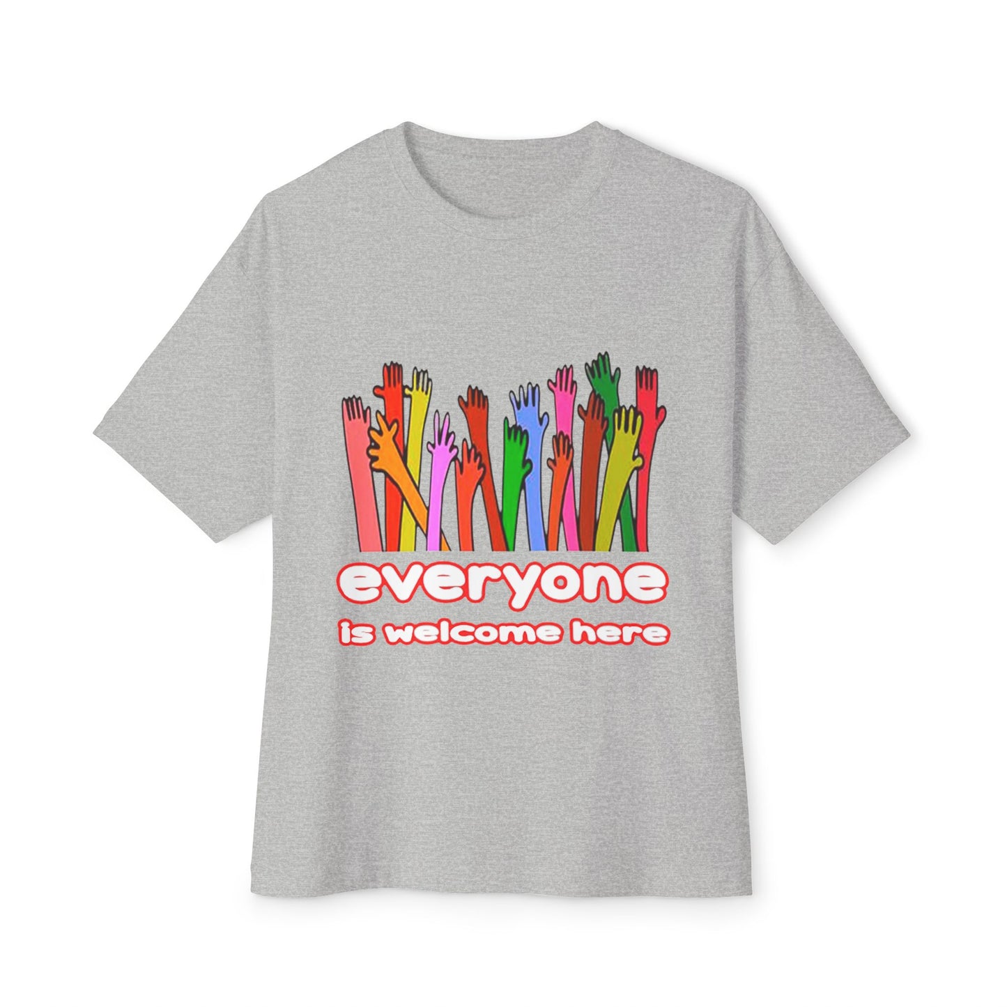 Inclusive Vibes Oversized Tee - Everyone is Welcome Here, Unisex T-Shirt, LGBTQ+ Pride Shirt, Casual Wear, Gift for Friends