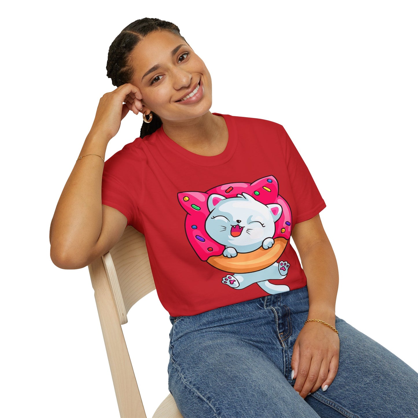 Cute Cat with Donut Unisex T-Shirt, Adorable Pet Lover Gift, Fun Summer Wear, Trendy Graphic Tee, Perfect for Birthdays, Casual Days, [...]