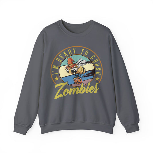 Zombie-Themed Crewneck Sweatshirt - Funny Halloween Gift for Friends, Casual Wear, Cozy Style, Unisex Apparel, Fall Fashion