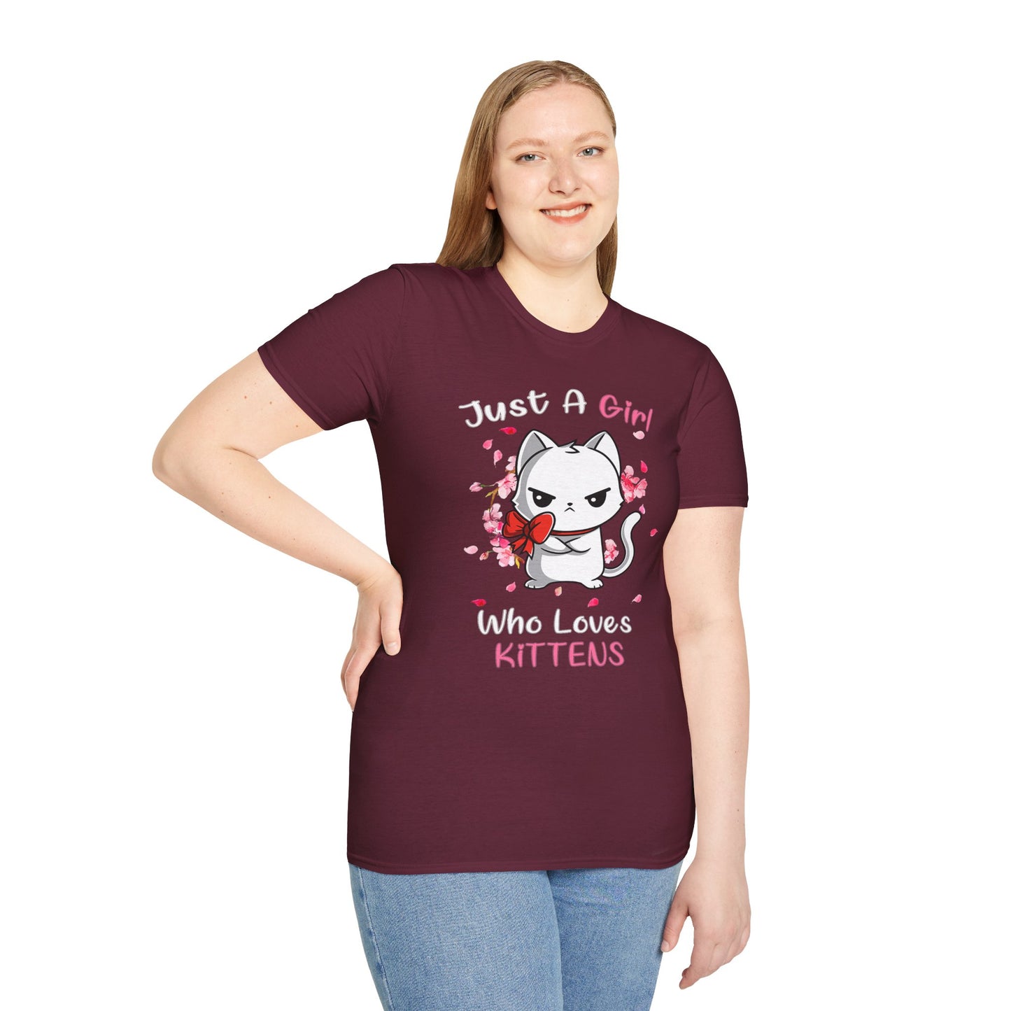 Cute Kittens Graphic Tee, Unisex Softstyle T-Shirt for Cat Lovers, Gift for Birthdays, Valentine's Day, Casual Wear, Animal Lovers