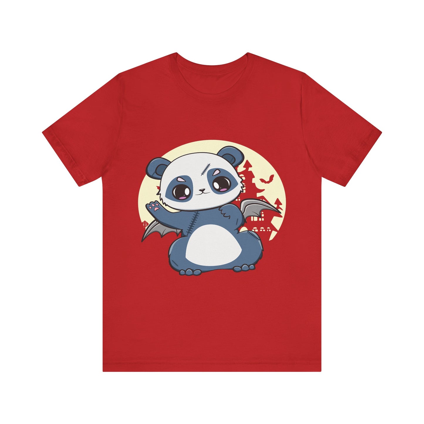 Cute Panda Halloween Tee, Unisex Short Sleeve Shirt, Fun Graphic T-Shirt, Spooky Cute Apparel, Animal Lover Gift