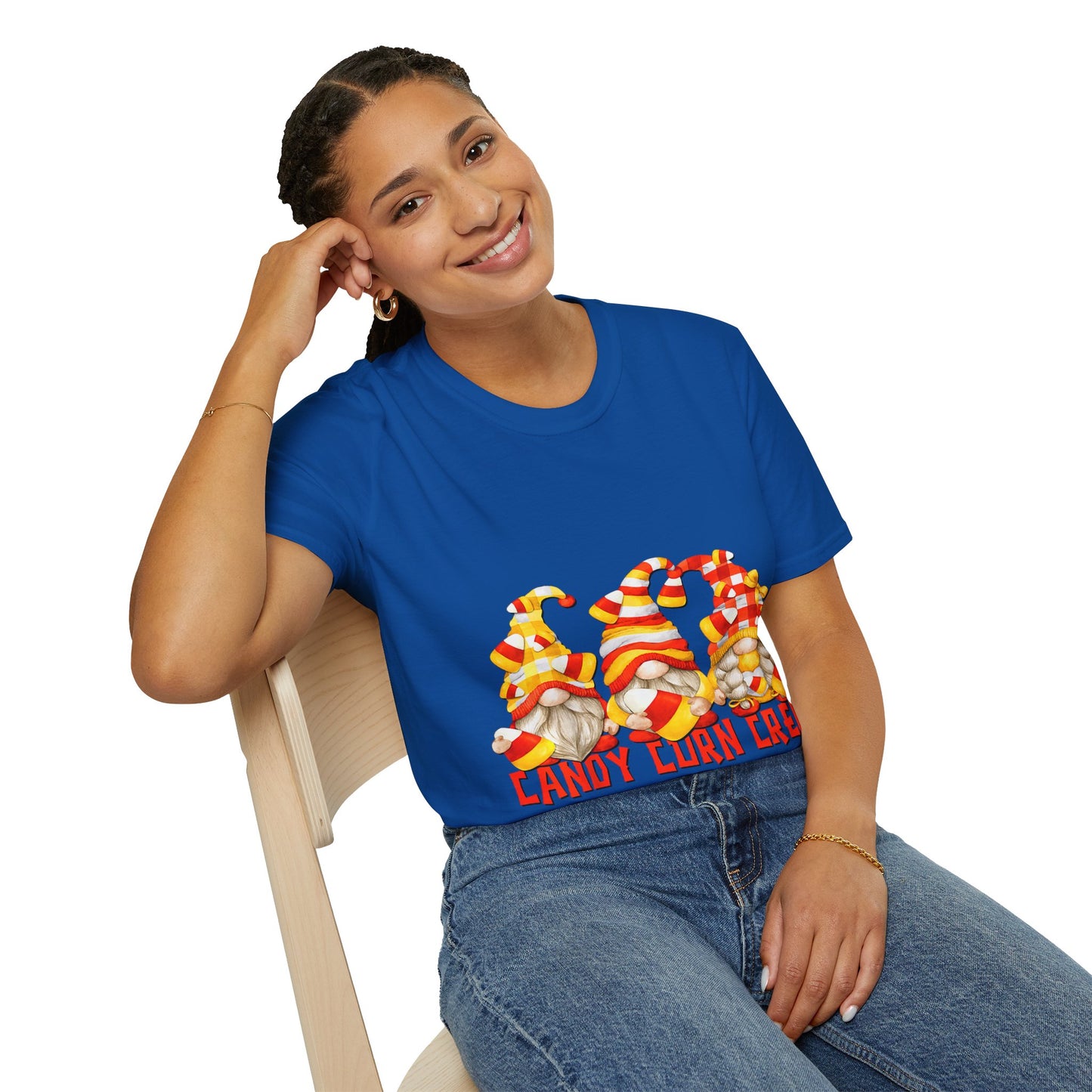 Candy Corn Crew Unisex T-Shirt - Fall Fashion, Halloween Apparel, Thanksgiving Gatherings, Cozy Comfort, Seasonal Style